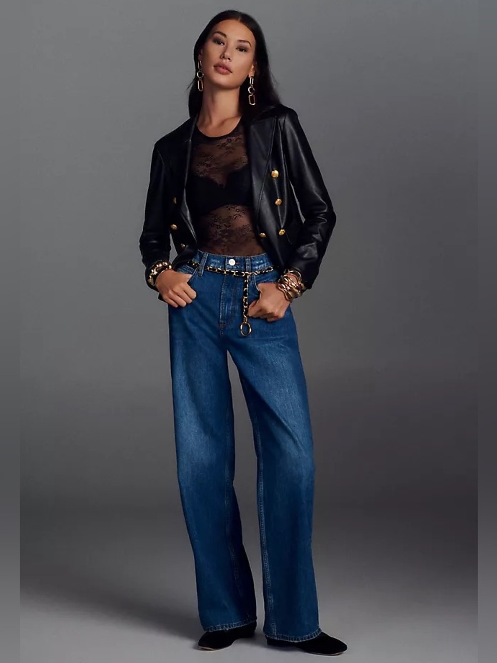 🖤 Frame Le High 'N' Tight Wide Leg Jeans Anthropologie Dark Wash 100% Cotton 28